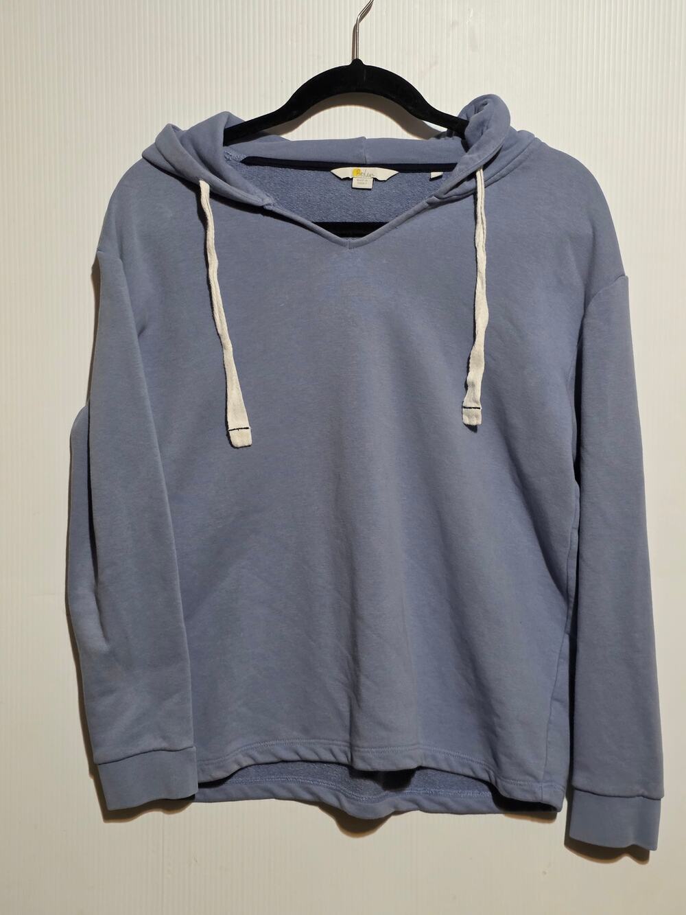 Boden S Blue Cotton Blend V-Neck Hoodie Sweatshirt Relaxed Cozy Casual
